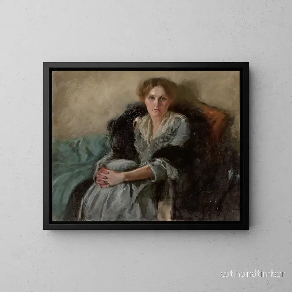 Reproduktion av målningen Porträtt av konstnärens hustru Leta Czajkowska circa 1875-1947 - Józef Czajkowski