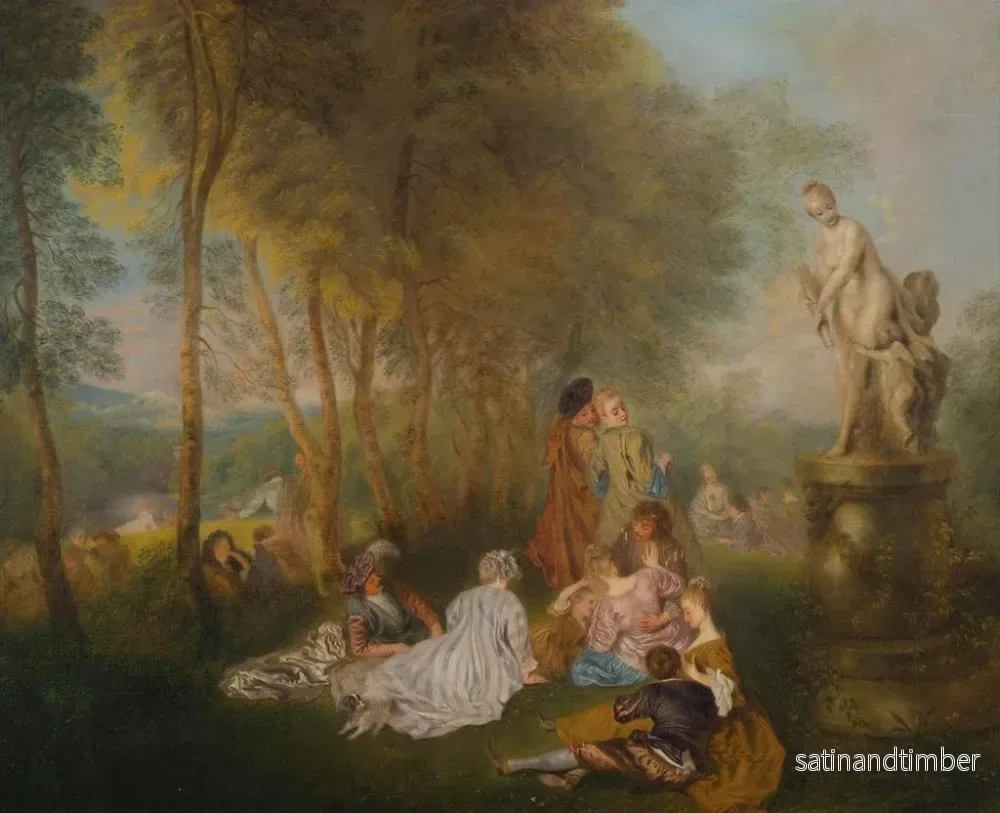 Reproduktion av målningen Fête galante med en Venus-statyn - Antoine Watteau-skolan - Bild 2