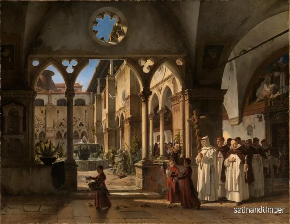 Reproduktion av målningen Cloître avec procession de Trinitaires - Wilhelm Gail - Bild 2