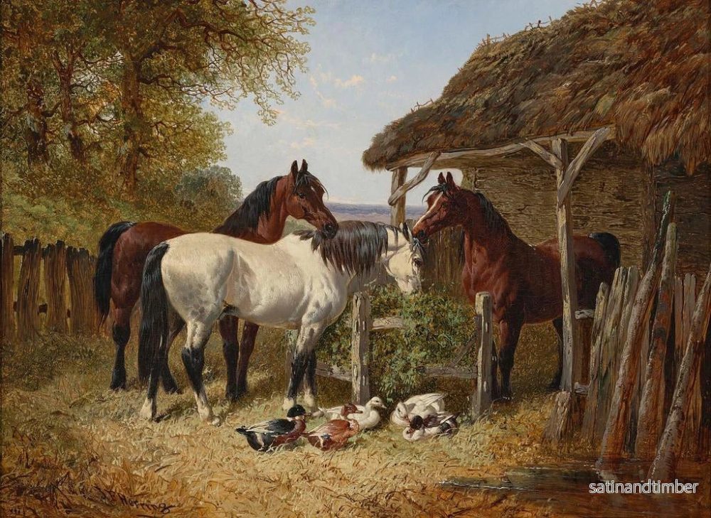 Reproduktion av målningen av hästar och ankor i en gårdsplan - John Frederick Herring Jr. - Bild 2