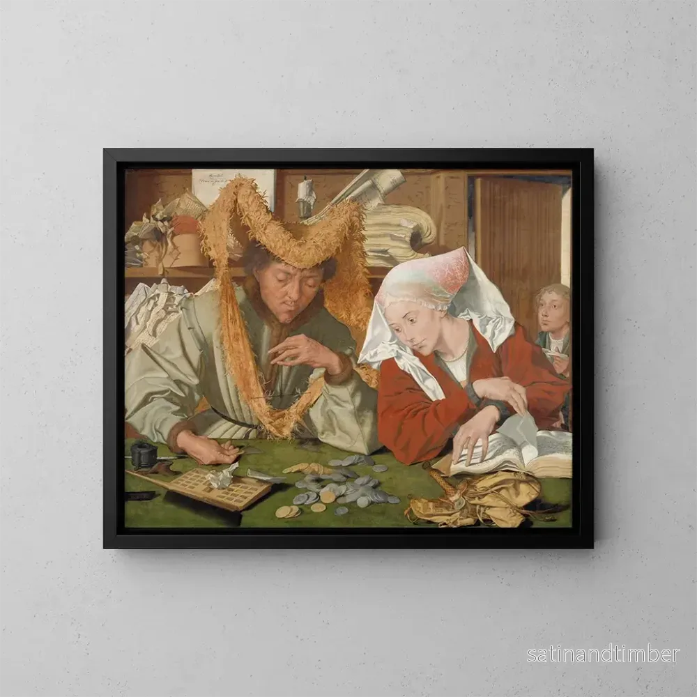 Reproduktion av målningen Le marchand et sa femme – Marinus van Reymerswaele Reproduktion av målningen Le marchand et sa femme – Marinus van Reymerswaele