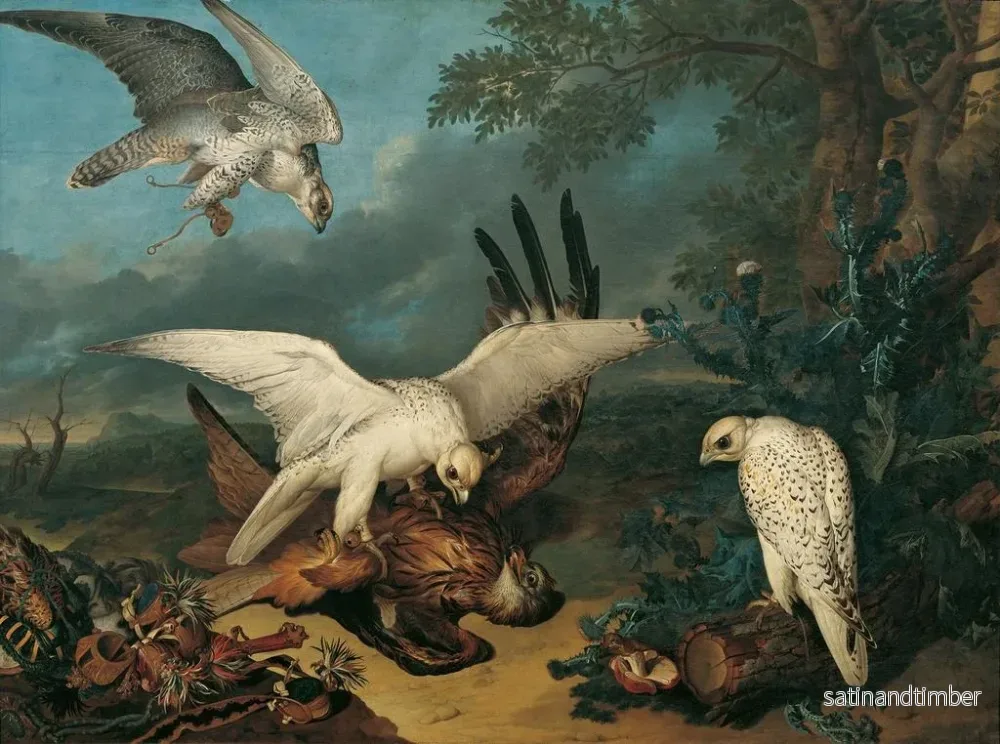Reproduktion av målningen En milan rouge vaincu par des faucons islandais - Philipp Ferdinand de Hamilton - Bild 2