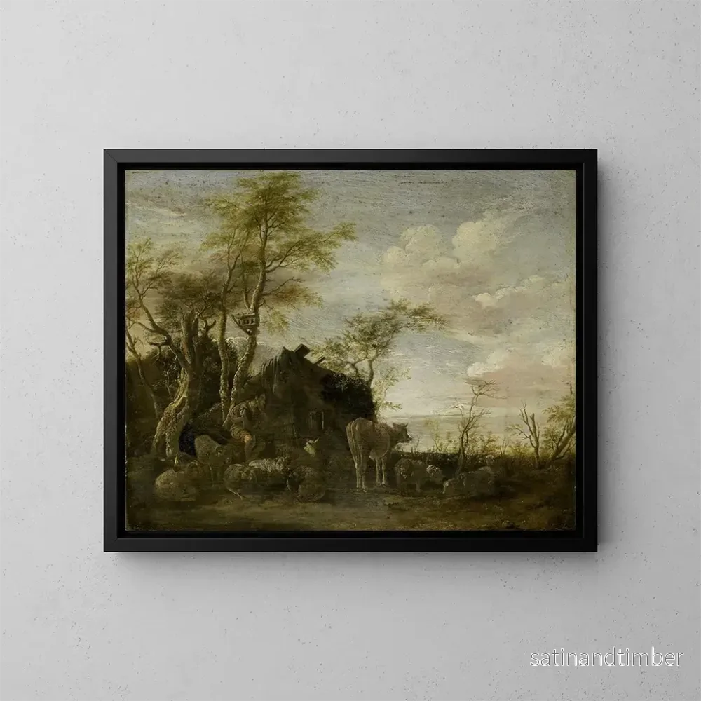 Reproduktion av målningen En herdehydda - Paulus Potter