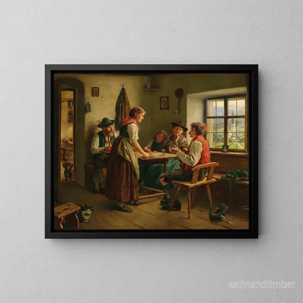 Reproduktion av målningen Divertissement dans le salon - Emil Rau