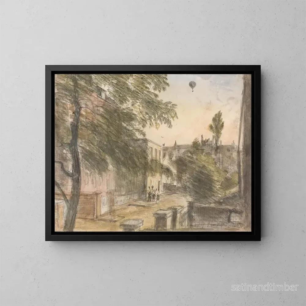 Reproduktion av målningen Ballong över Holland Street, Kensington, 22 juli 1835, 19:00 - William Crotch