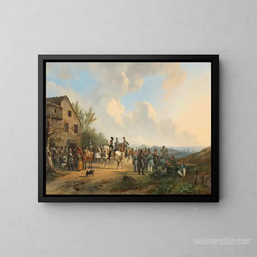 Reproduktion av målningen av scenen från den tio dagar långa kampanjen mot det belgiska upproret, augusti 1831 - Wouterus Verschuur
