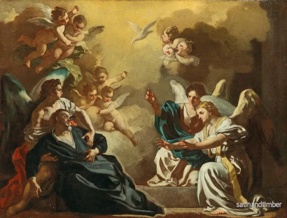 Reproduktion av målningen av Saint Philippe Neri som mottar den Helige Ande i katakomberna i Saint-Sébastien - Francesco Solimena - Bild 2