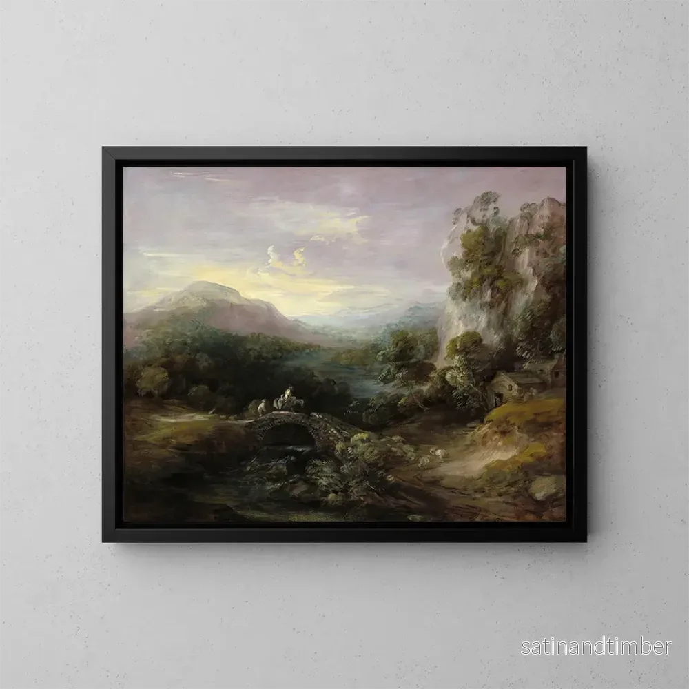 Reproduktion av målningen landskapsbild av berg med bro - Thomas Gainsborough