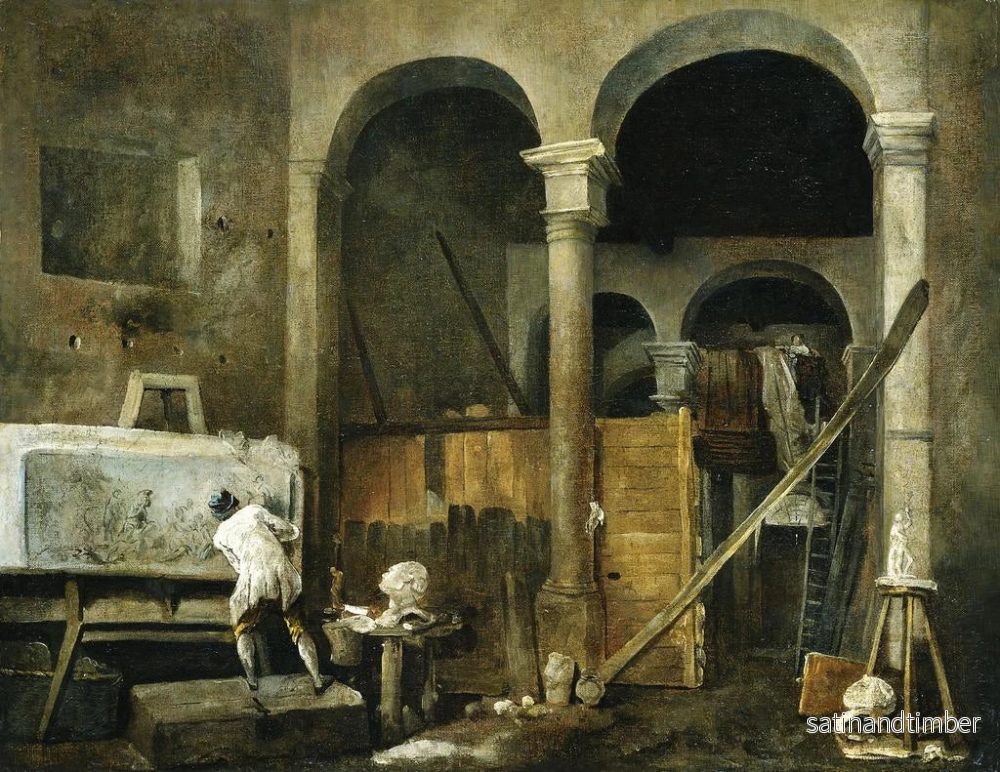 Reproduktion av målningen L'Atelier de l'artiste - Hubert Robert - Bild 2
