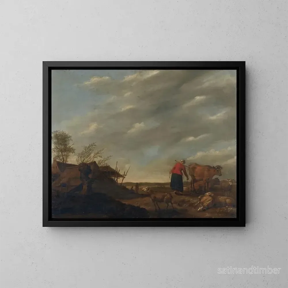 Reproduktion av målningen Landskap med en mjölkerska – Hendrick Mommers Reproduktion av målningen Landskap med en mjölkerska – Hendrick Mommers