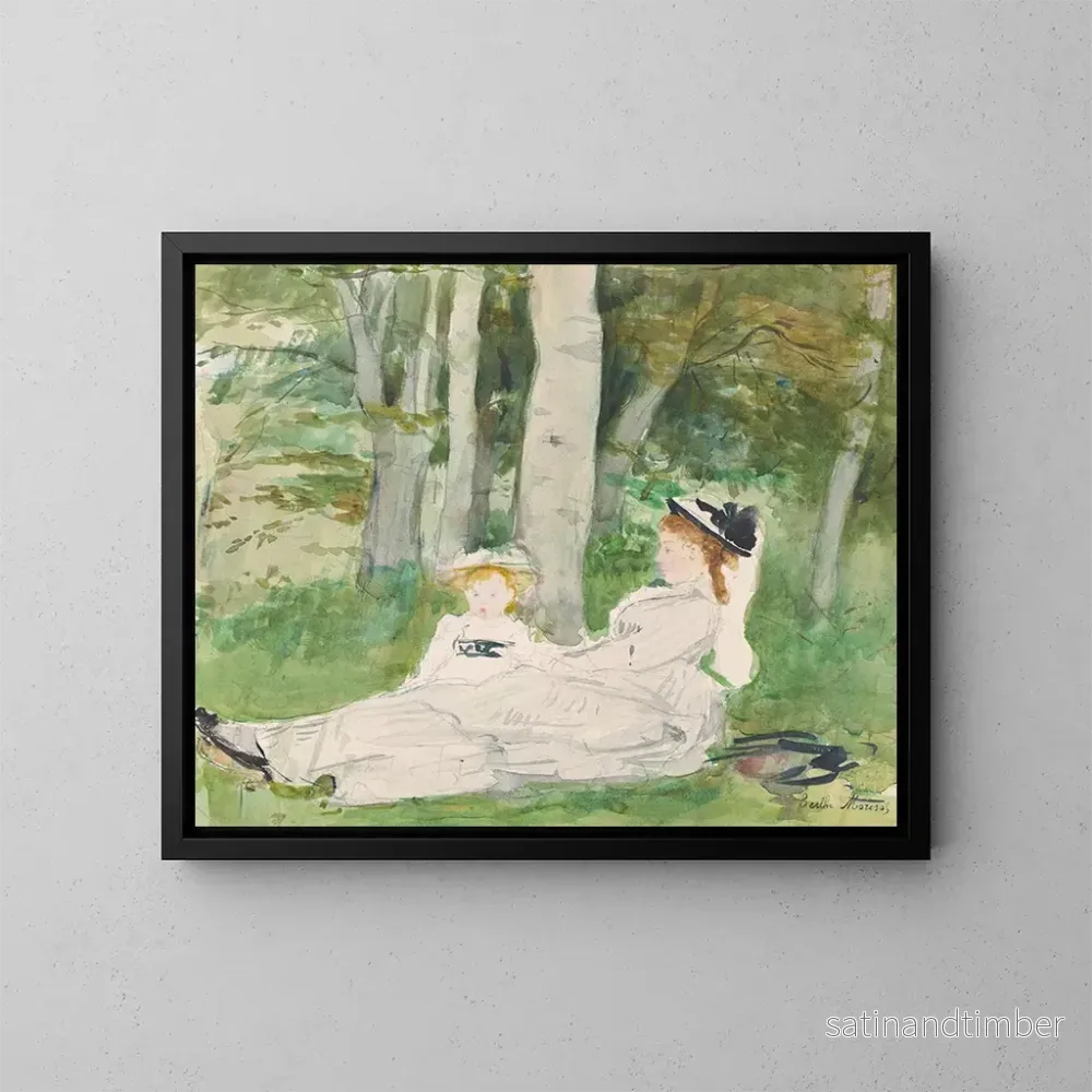 Reproduktion av målningen vid skogsbrynet, Edma och Jeanne - Berthe Morisot