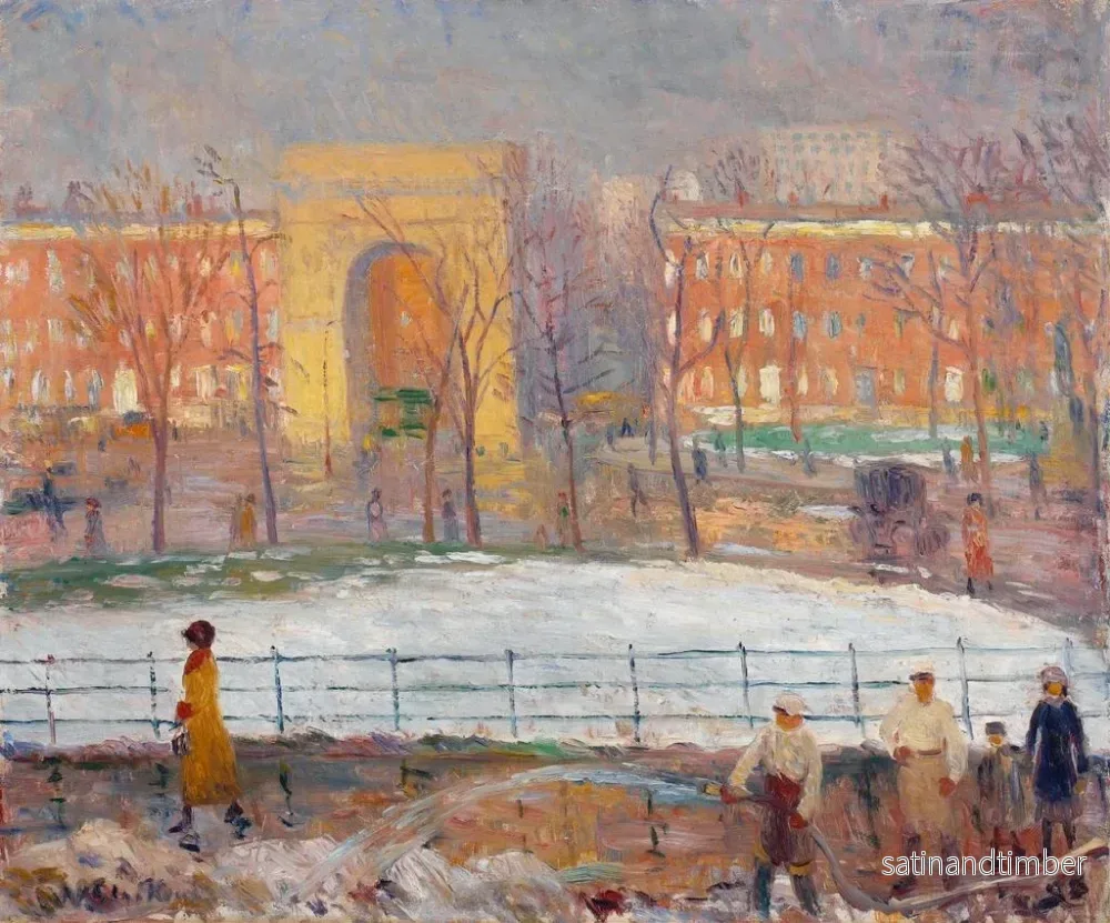 Reproduktion av målningen Les nettoyeurs de rue à Washington Square - William James Glackens - Bild 2