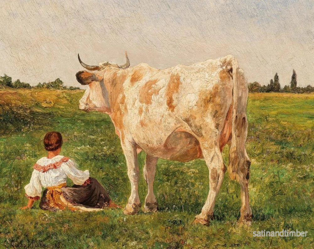 Reproduktion av målningen av det ungerska stäppboskapet på ängen - Carl Rudolf Huber - Bild 2
