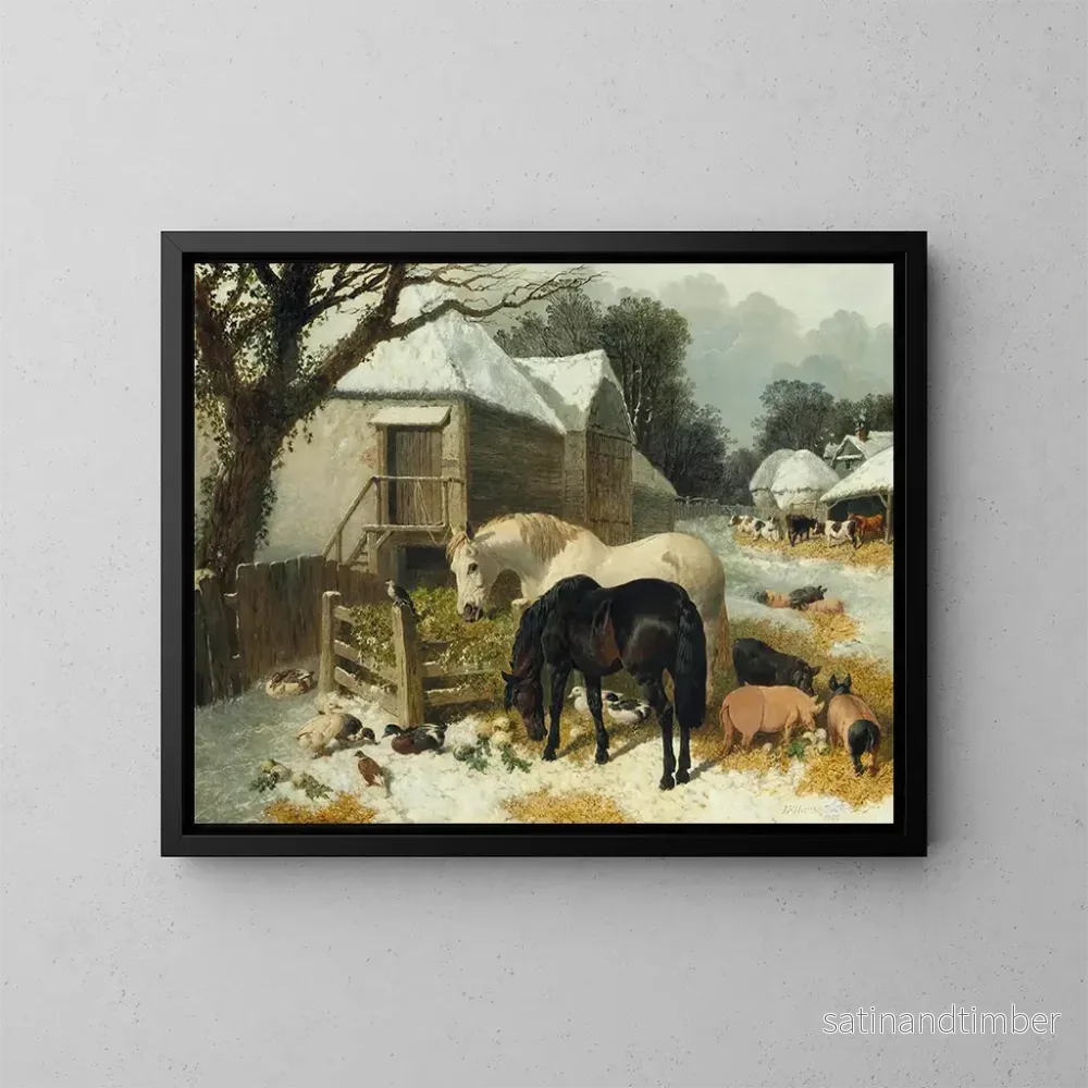 Reproduktion av målningen La vieille ferme en hiver - John Frederick Herring Jr.