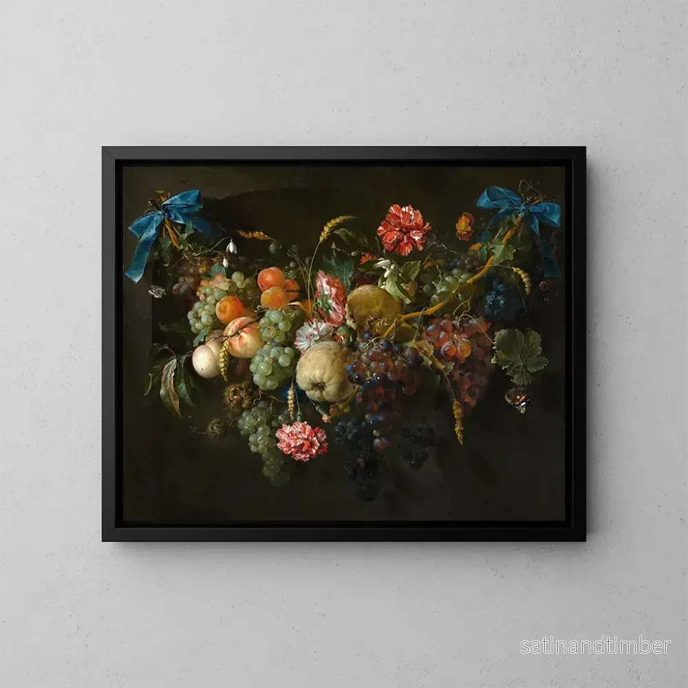 Reproduktion av målningen av frukt- och blomsterkrans - Jan Davidsz de Heem