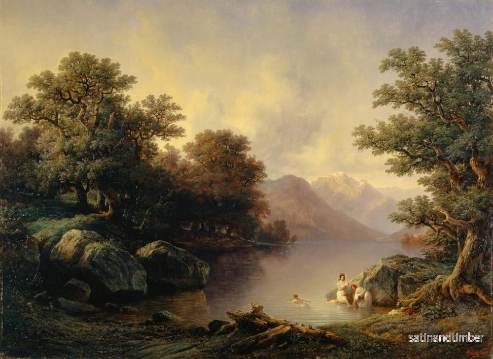 Reproduktion av målningen Vid Brienzsjöns strand Badare - François Diday - Bild 2