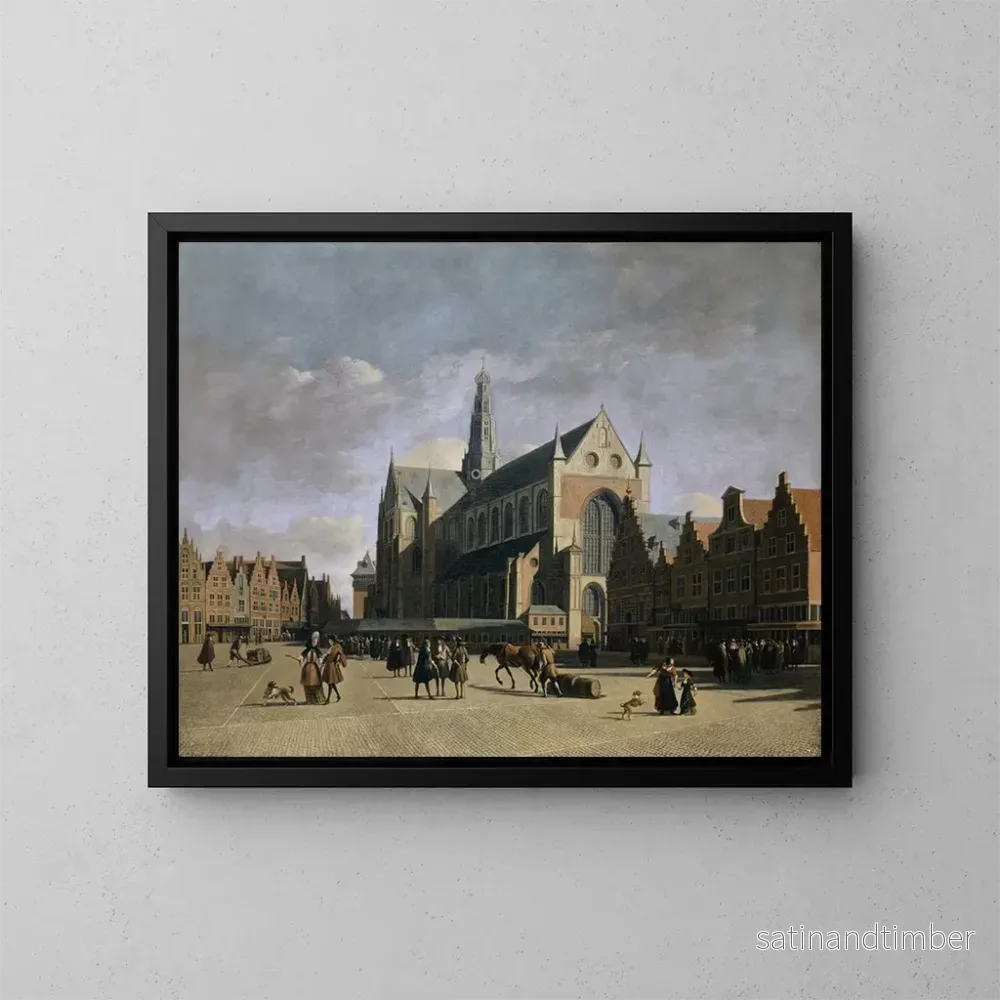 Reproduktion av målningen Le marché à Haarlem - Gerrit Adriaensz Berckheyde