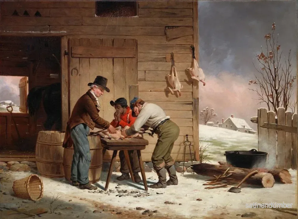 Reproduktion av målningen Förberedelse inför jul: kalkonfjädrar - Francis William Edmonds - Bild 2