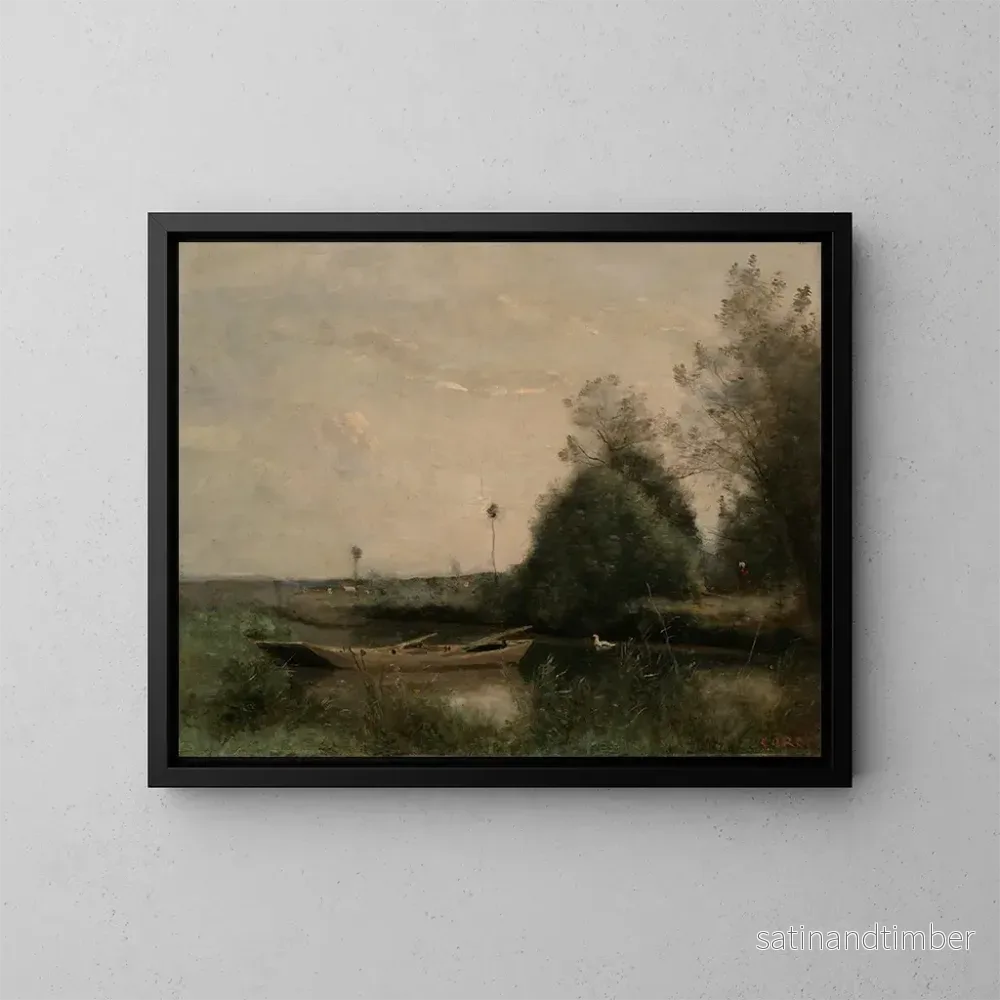 Reproduktion av målningen En damm i Mortain - Jean-Baptiste-Camille Corot
