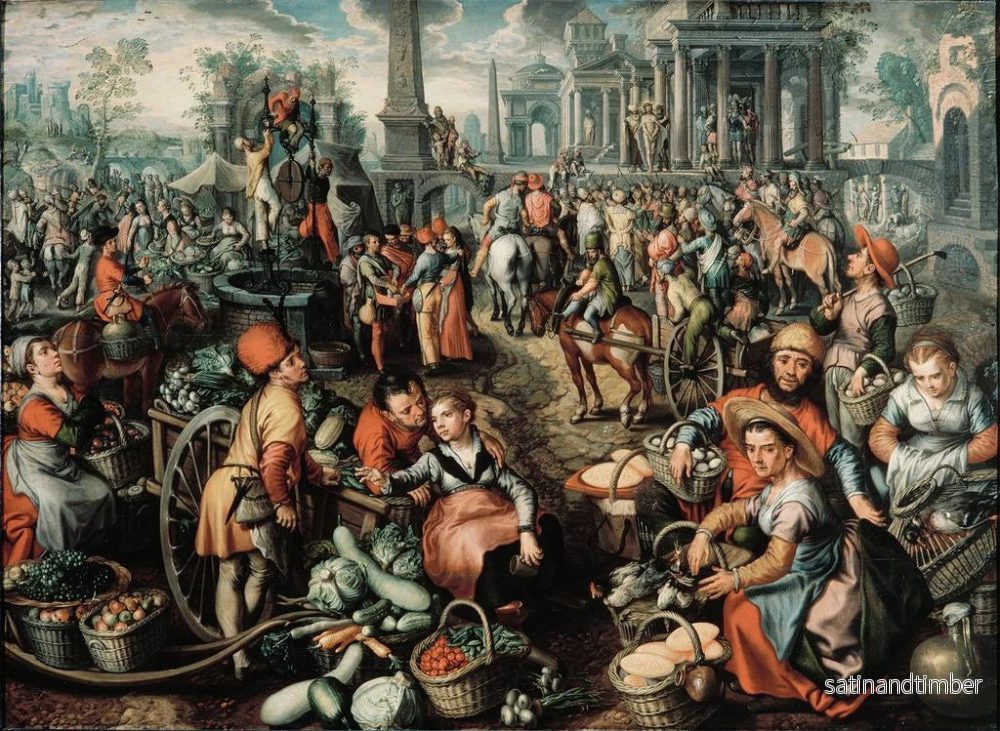 Reproduktion av målningen Scen av marknad, Ecce Homo, flagellationen och bärandet av korset - Joachim Beuckelaer - Bild 2