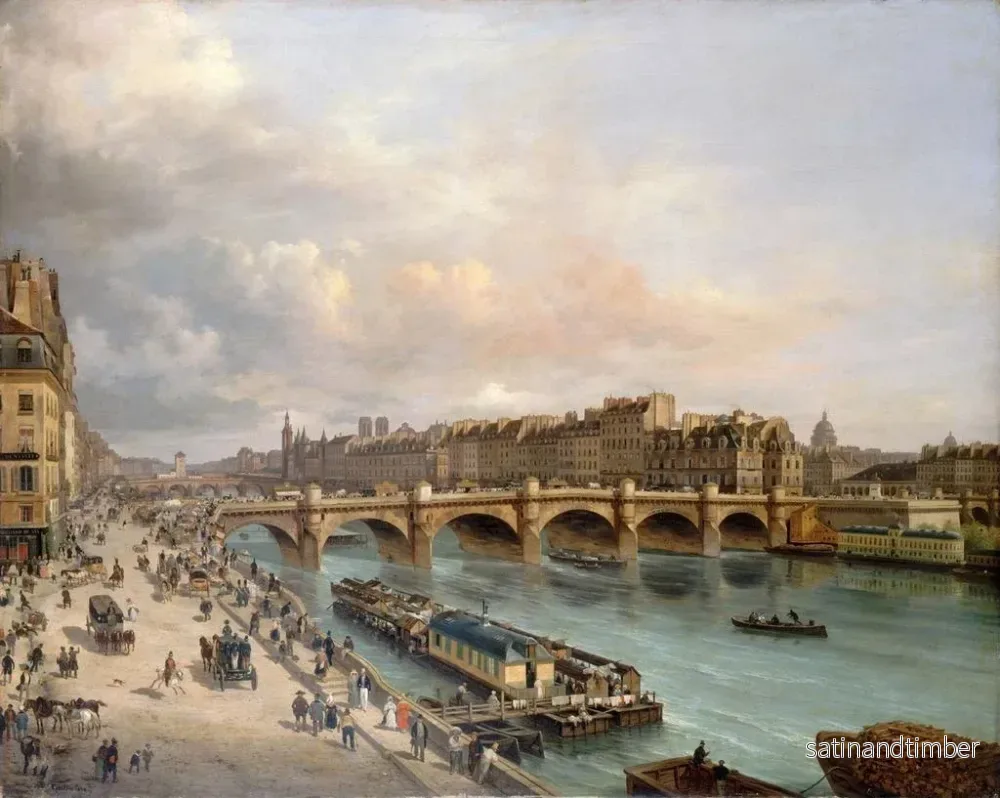 Reproduktion av målningen La Cité och Pont Neuf sedd från Quai du Louvre - Giuseppe Canella - Bild 2