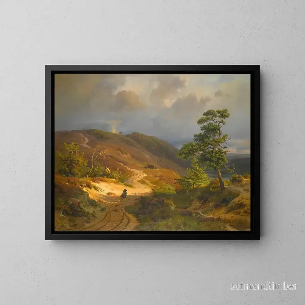Reproduktion av målningen Cavalier dans un paysage - Ludwig Gurlitt