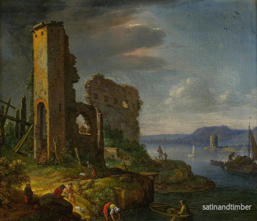 Reproduktion av målningen Landskapsflod med ruiner, båtar och figurer - Herman Saftleven - Bild 2