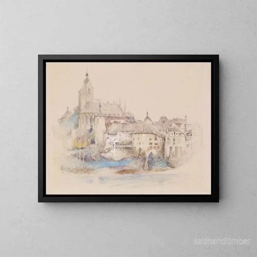 Reproduktion av målningen Lauffenburg vid Rhen - John Ruskin