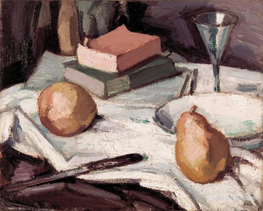 Reproduktion av målningen av stilleben med päron och ett glas vin - Samuel John Peploe - Bild 2