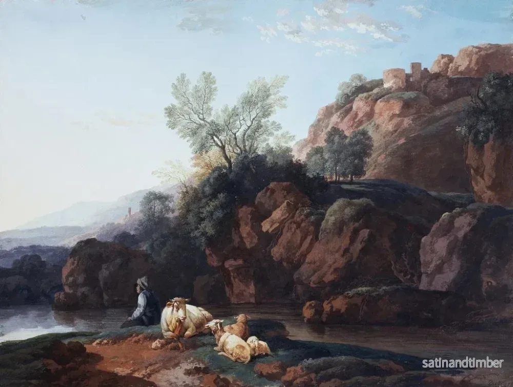 Reproduktion av målningen Landskap med klippor vid en flod - Christian Wilhelm Ernst Dietrich - Bild 2