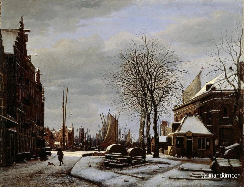Reproduktion av målningen av marknaden för kvarnar i Amsterdam med byggnaden Het Zeerecht på vintern - George Pieter Westenberg - Bild 2