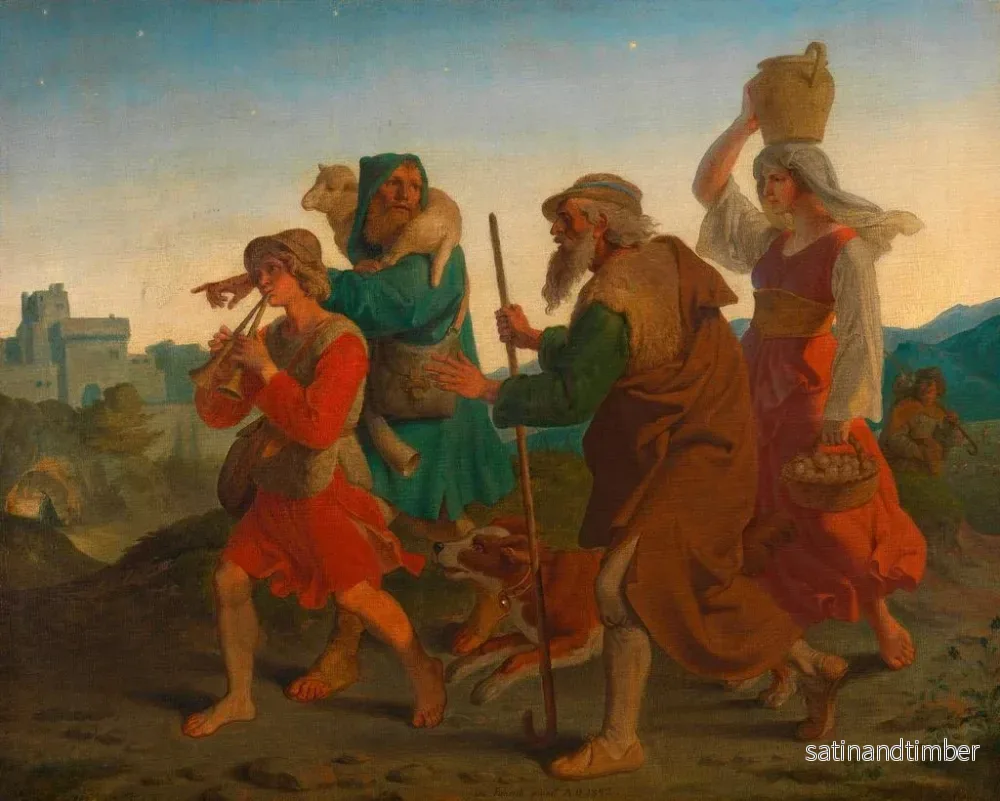 Reproduktion av målningen La bande des bergers à la crèche - Joseph von Führich - Bild 2