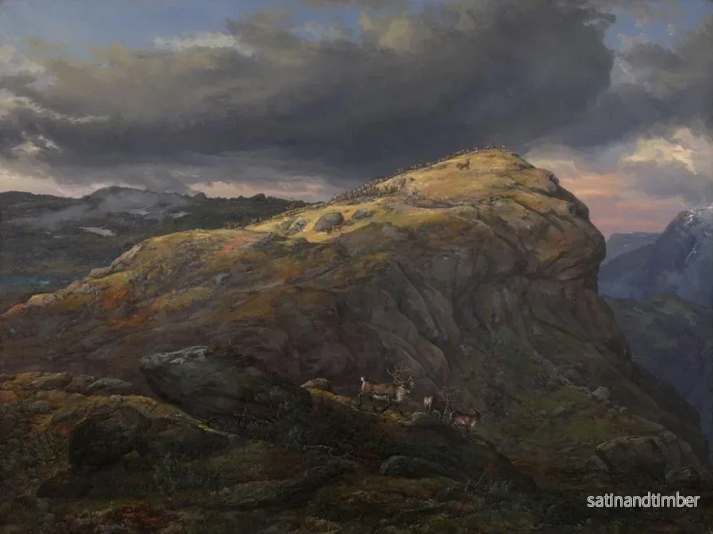 Reproduktion av målningen Solnedgång vid Filefjell - Johan Christian Dahl - Bild 2