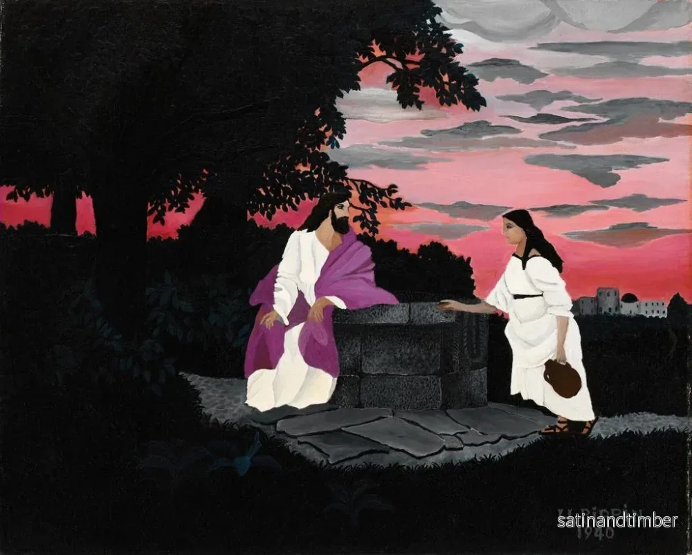 Reproduktion av målningen Le Christ et la femme de Samarie - Horace Pippin - Bild 2