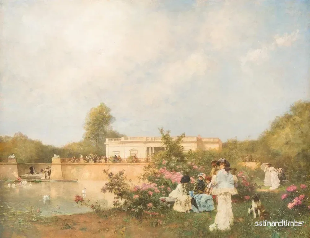 Reproduktion av målningen av sommar dag i trädgården vid palatset - Ferdinand Heilbuth - Bild 2