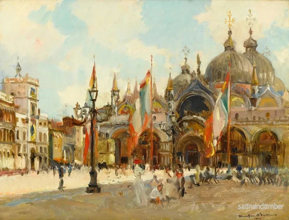 Reproduktion av målningen En vy över Sankt Markus plats i Venedig - Oliver Dennett Grover - Bild 2