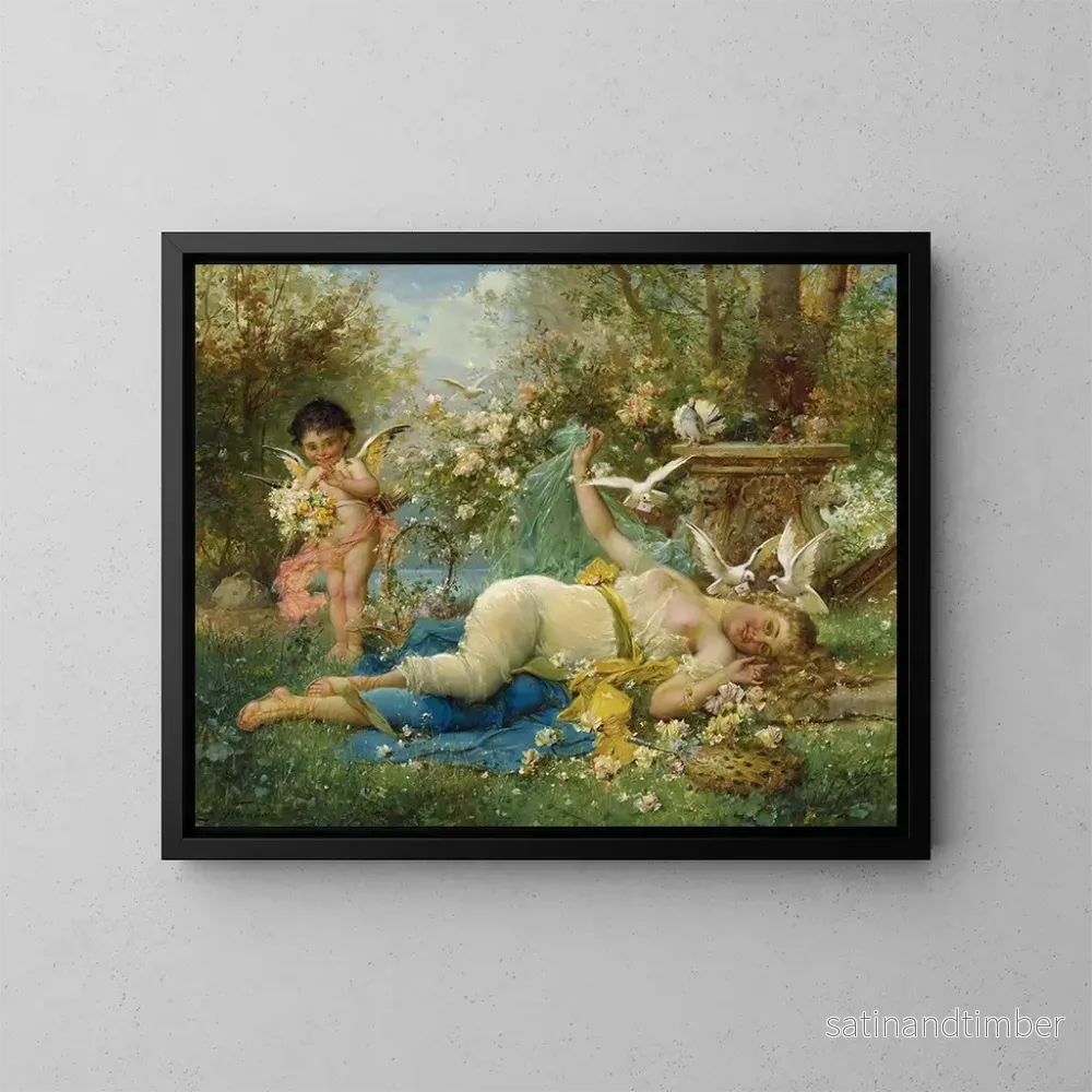Reproduktion av målningen Venus och Cupido - Hans Zatzka