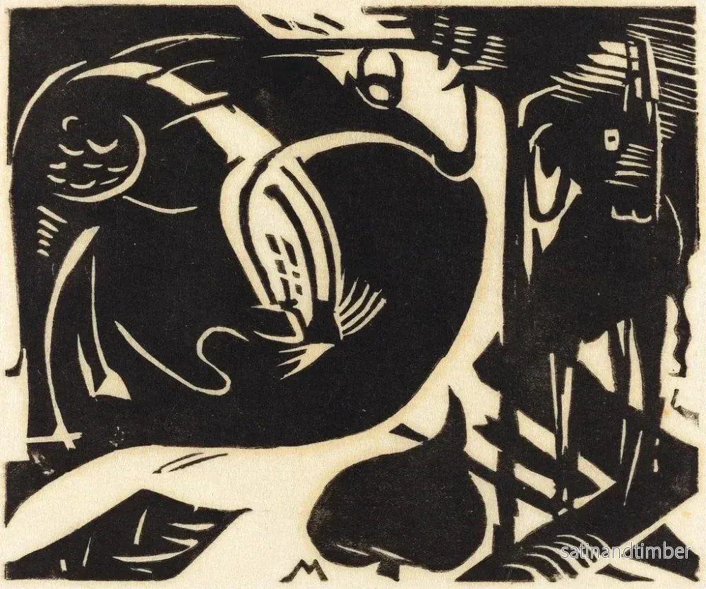 Reproduktion av målningen av två mytologiska djur - Franz Marc - Bild 2
