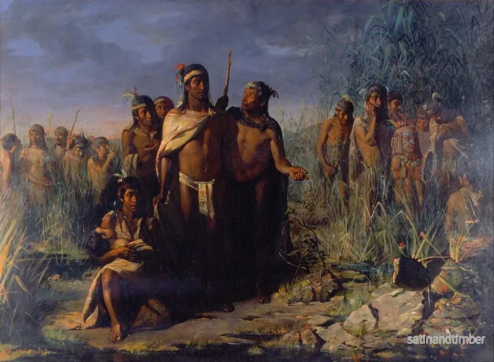 Reproduktion av målningen La fondation de Mexico - José María Jara - Bild 2