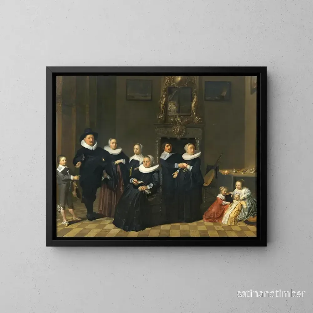 Reproduktion av målningen Porträtt av en familj i ett elegant interiör - Haarlemskolan