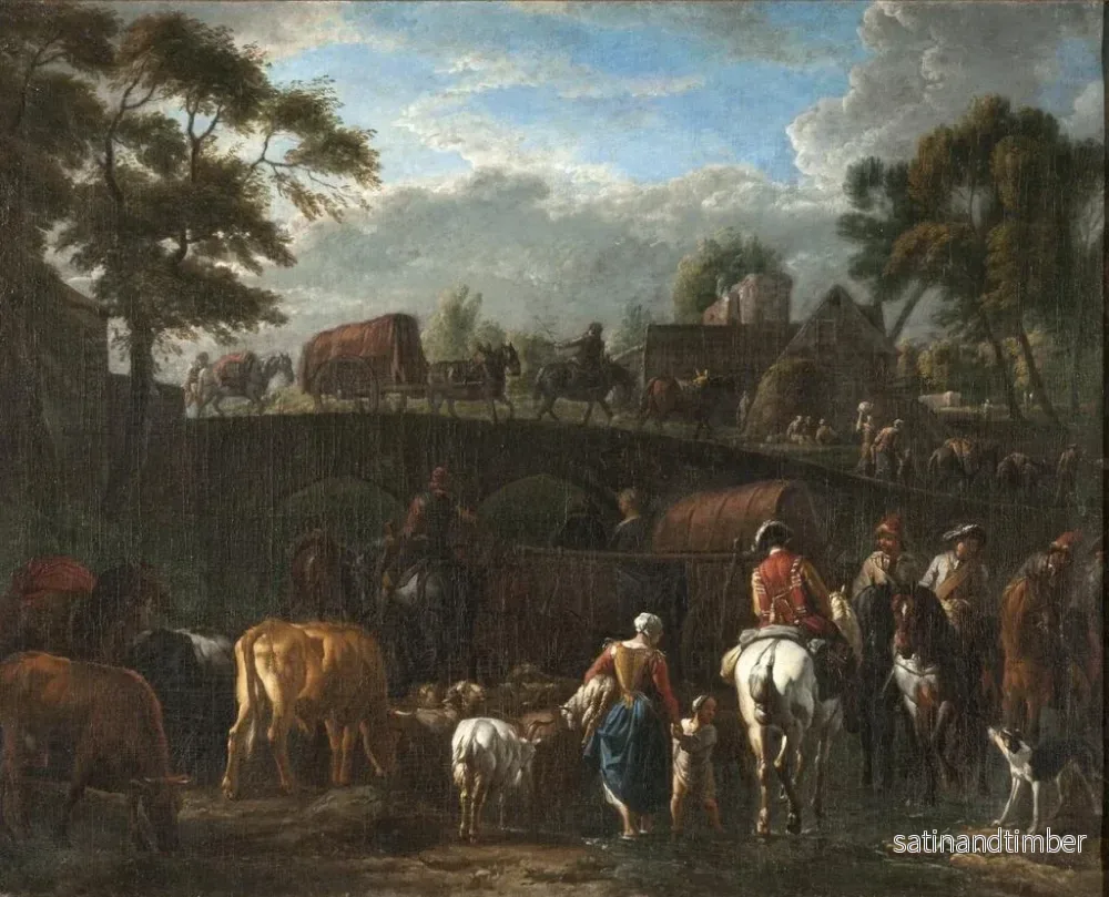Reproduktion av målningen Landskapsmålning med bönder, soldater och boskap - Pieter van Bloemen - Bild 2