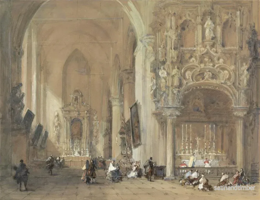 Reproduktion av målningen av L'église de Dixmude, Flandre-Occidentale - David Roberts - Bild 2
