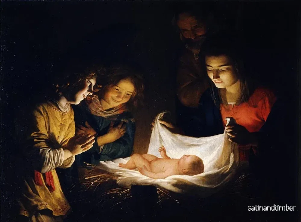Reproduktion av målningen Adoration de l'Enfant - Gerard van Honthorst - Bild 2