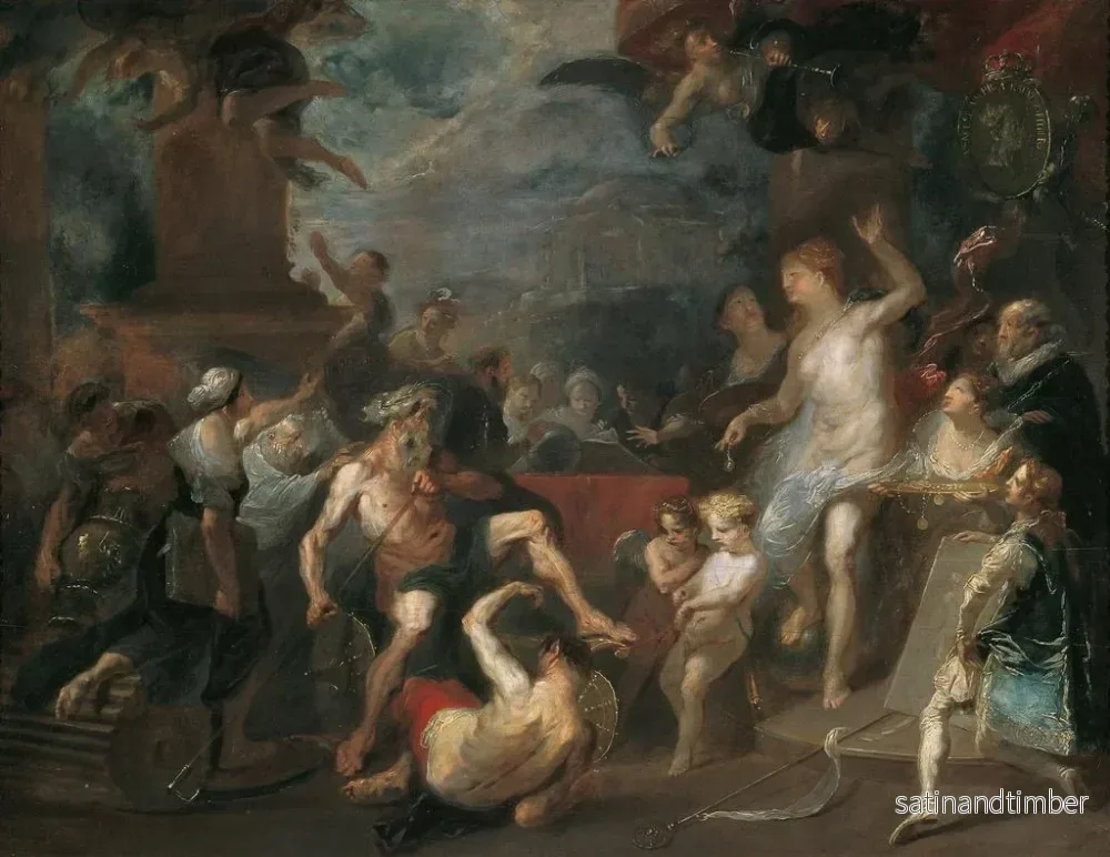 Reproduktion av målningen Allégorie av en prisutdelning vid Wiens akademi under Wenzel Anton Frst von Kaunitz-Rietberg - Franz Anton Maulbertsch - Bild 2