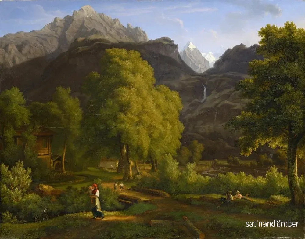 Reproduktion av målningen I byn Meiringen mot Well och Wetterhorn - Jakob Christoph Miville - Bild 2