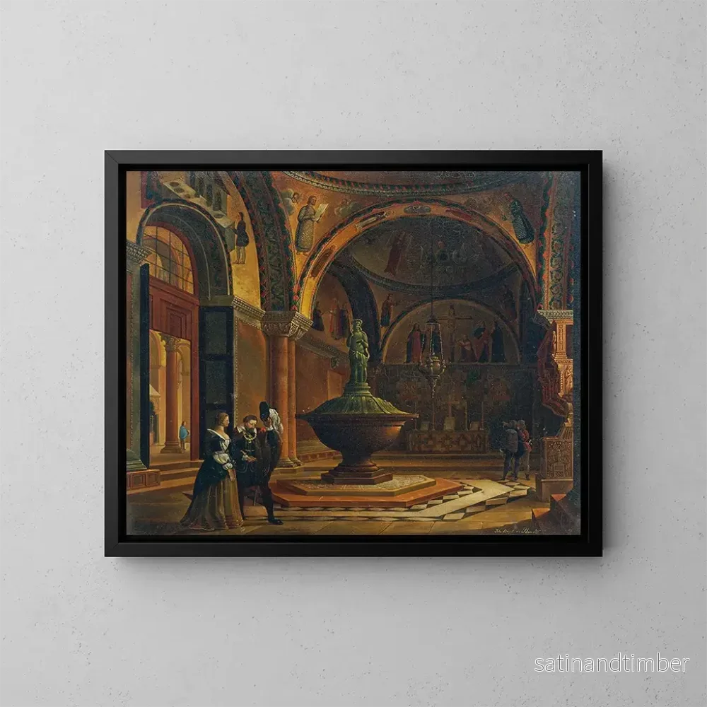 Reproduktion av målningen Interiören i San Marcos baptisterium i Venedig – Giovanni Battista de Pian Reproduktion av målningen Interiören i San Marcos baptisterium i Venedig – Giovanni Battista de Pian