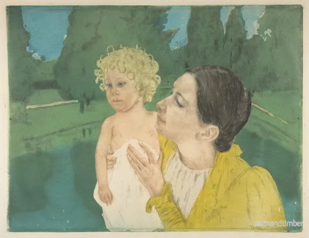 Reproduktion av målningen vid dammens kant - Mary Cassatt - Bild 2
