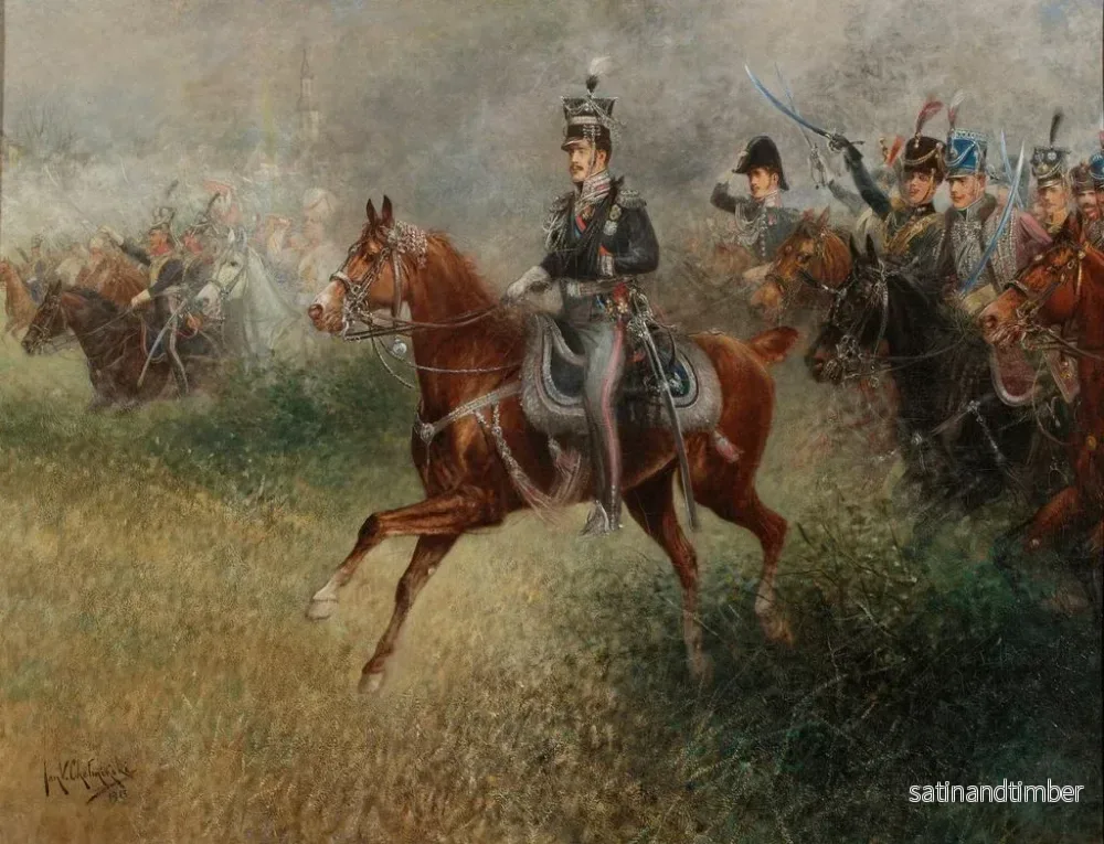 Reproduktion av målningen Le prince Jozef Poniatowski leder armén nära Leipzig - Jan Chełmiński - Bild 2