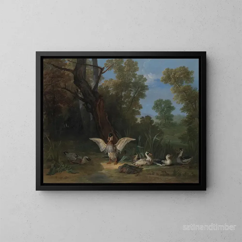 Reproduktion av målningen Kanadagäss som vilar i solen - Jean-Baptiste Oudry