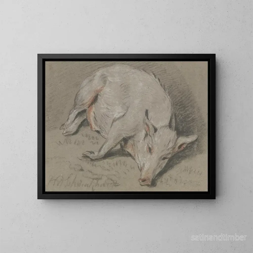 Reproduktion av målningen Gris liggande - Hendrik Willem Schweickhardt